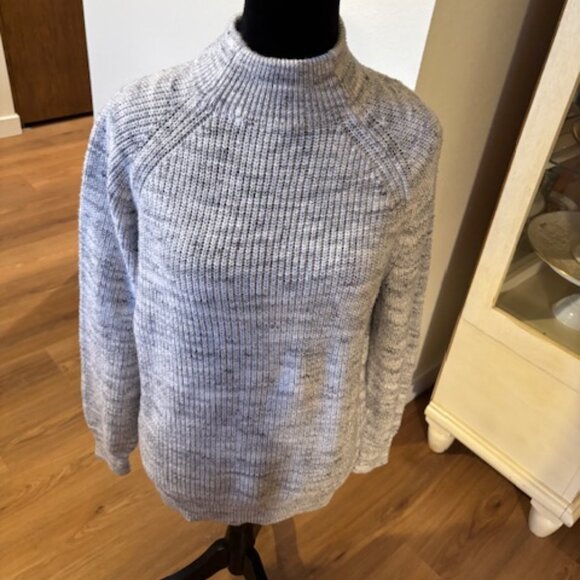 Caslon Gray White Mock Neck Long Sleeve Sweater EUC XL - Picture 1 of 5